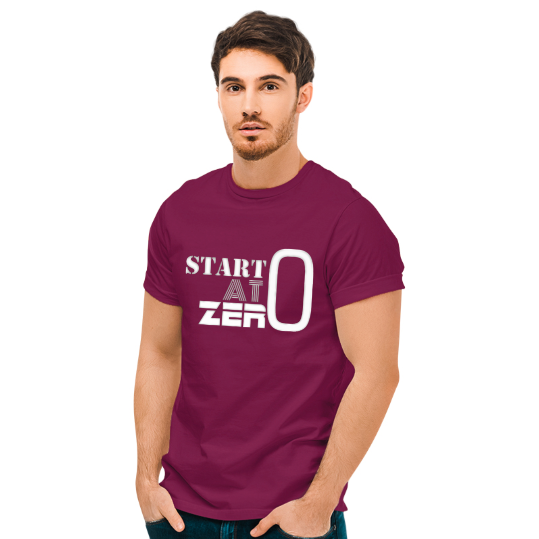 Start at Zero Printed T-Shirt - Maroon