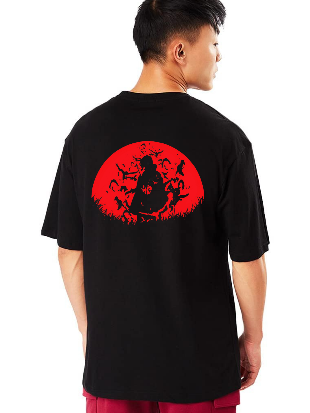 Red Ninja Oversized T-Shirt - Black
