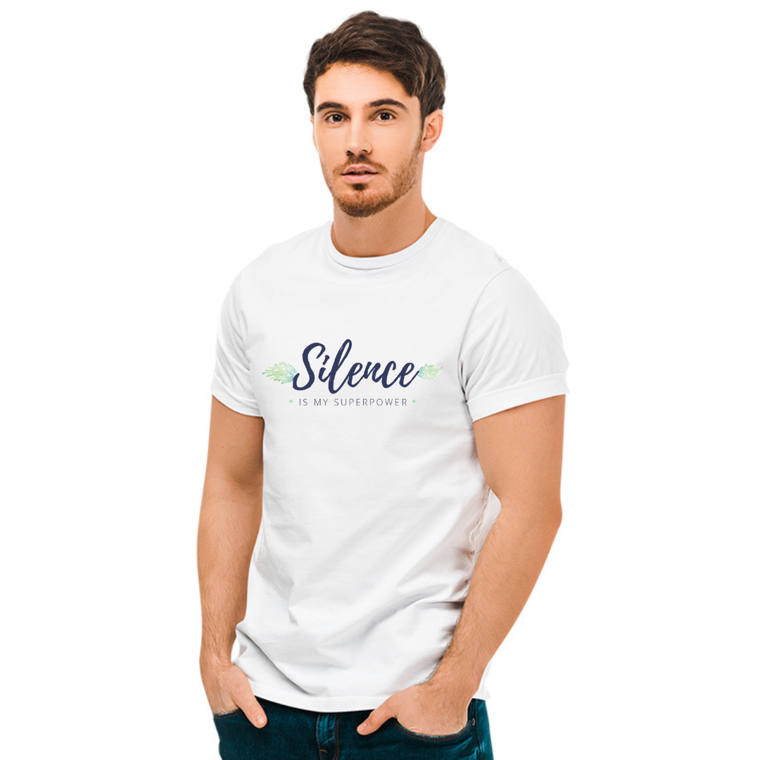 Silence is Superpower Printed T-Shirt - White