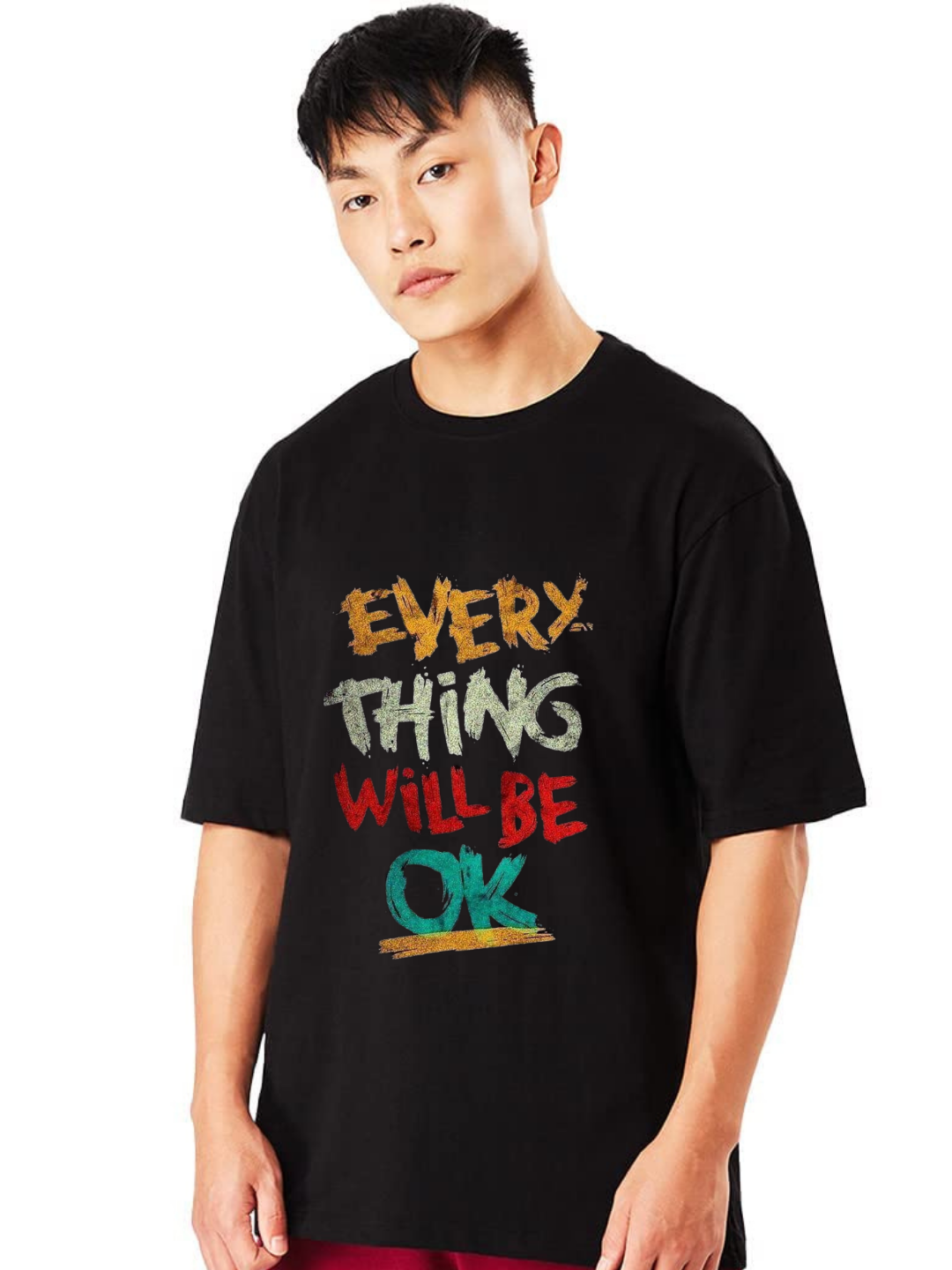 Everything will be Okay Oversized T-Shirt - Black